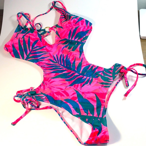 Colorful fun, one piece swimsuit, worn once. - Picture 1 of 6